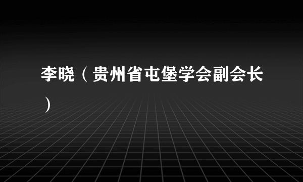 李晓（贵州省屯堡学会副会长）