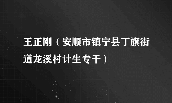 王正刚（安顺市镇宁县丁旗街道龙溪村计生专干）