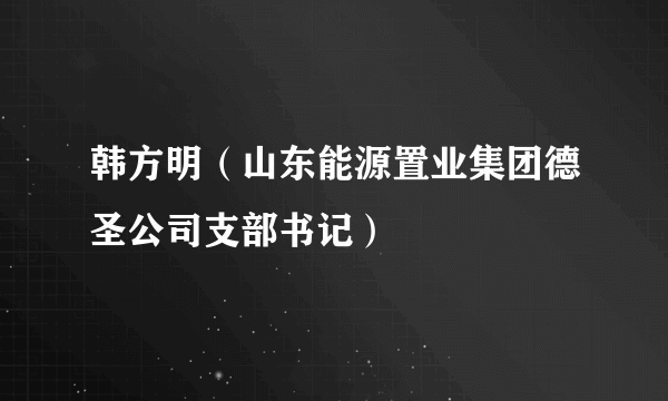韩方明（山东能源置业集团德圣公司支部书记）