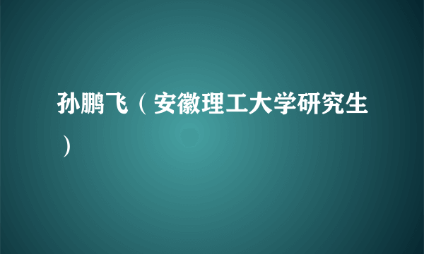 孙鹏飞（安徽理工大学研究生）