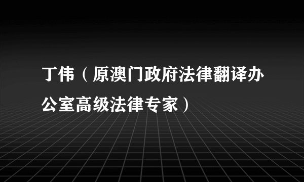 丁伟（原澳门政府法律翻译办公室高级法律专家）