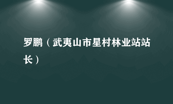 罗鹏（武夷山市星村林业站站长）
