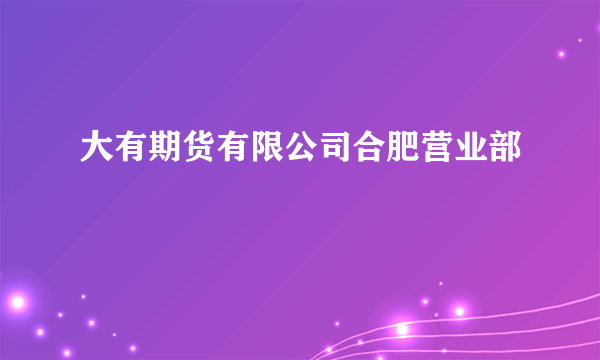大有期货有限公司合肥营业部