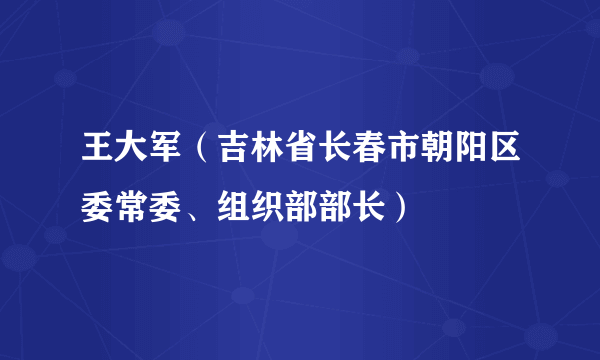 王大军（吉林省长春市朝阳区委常委、组织部部长）