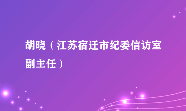 胡晓（江苏宿迁市纪委信访室副主任）