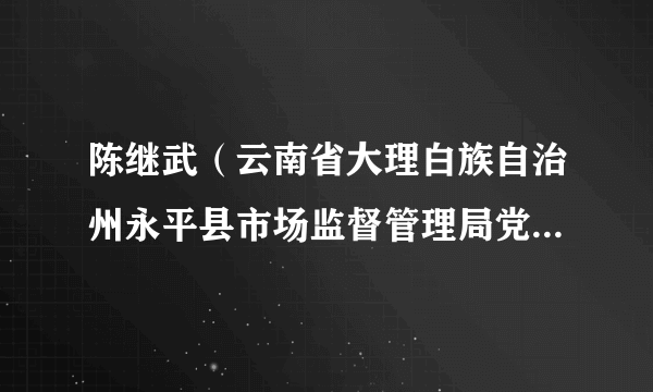 陈继武（云南省大理白族自治州永平县市场监督管理局党组成员、副局长）