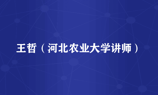 王哲（河北农业大学讲师）