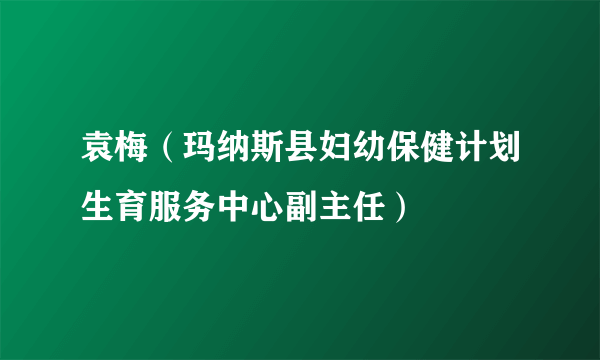 袁梅（玛纳斯县妇幼保健计划生育服务中心副主任）