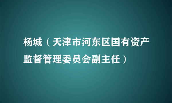 杨城（天津市河东区国有资产监督管理委员会副主任）