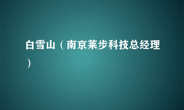 白雪山（南京莱步科技总经理）
