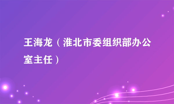 王海龙（淮北市委组织部办公室主任）