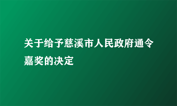 关于给予慈溪市人民政府通令嘉奖的决定