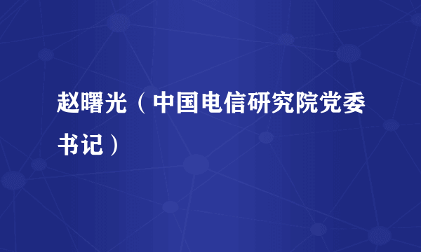 赵曙光（中国电信研究院党委书记）