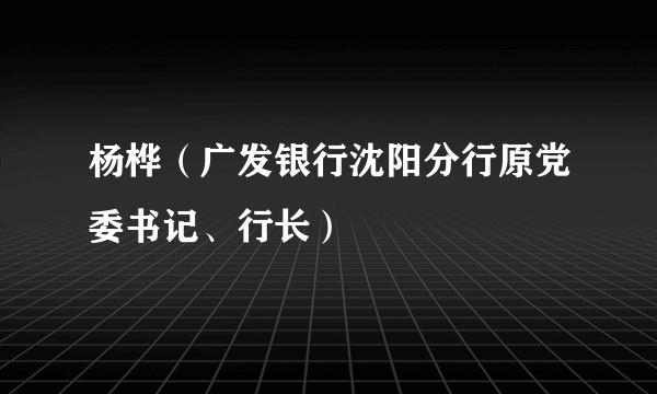 杨桦（广发银行沈阳分行原党委书记、行长）