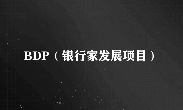 BDP（银行家发展项目）