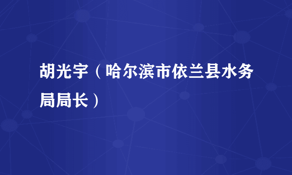 胡光宇（哈尔滨市依兰县水务局局长）