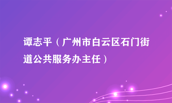谭志平（广州市白云区石门街道公共服务办主任）
