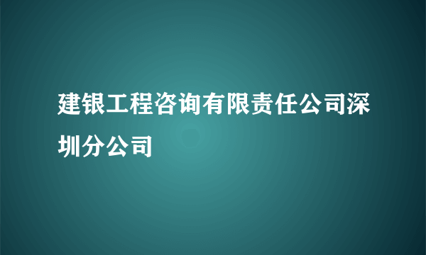 建银工程咨询有限责任公司深圳分公司