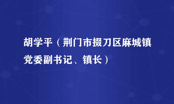 胡学平（荆门市掇刀区麻城镇党委副书记、镇长）