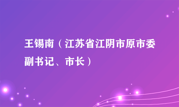 王锡南（江苏省江阴市原市委副书记、市长）