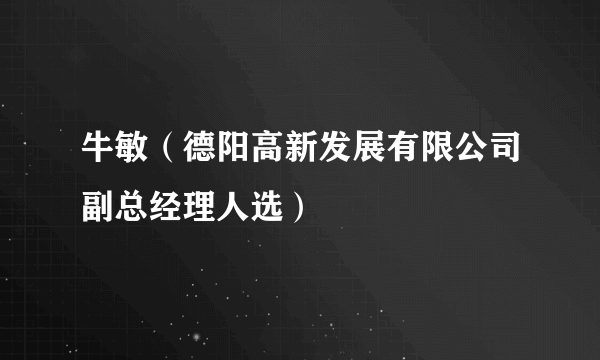 牛敏（德阳高新发展有限公司副总经理人选）