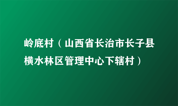岭底村（山西省长治市长子县横水林区管理中心下辖村）