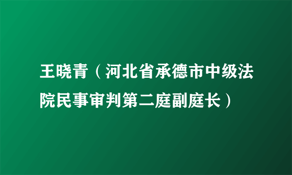 王晓青（河北省承德市中级法院民事审判第二庭副庭长）