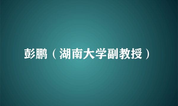 彭鹏（湖南大学副教授）