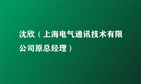 沈欣（上海电气通讯技术有限公司原总经理）