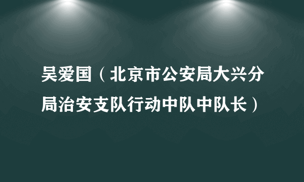 吴爱国（北京市公安局大兴分局治安支队行动中队中队长）