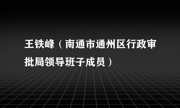 王铁峰（南通市通州区行政审批局领导班子成员）