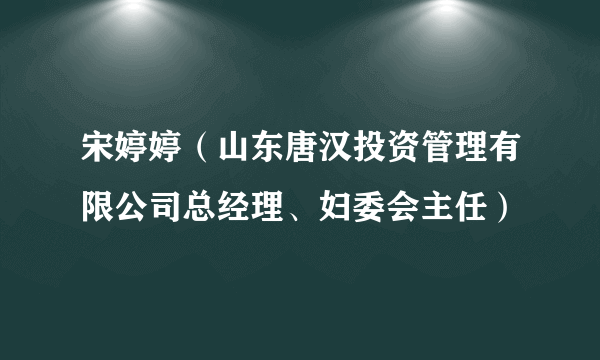 宋婷婷（山东唐汉投资管理有限公司总经理、妇委会主任）