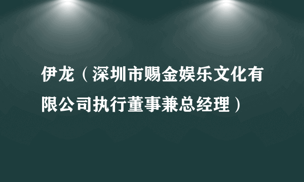 伊龙（深圳市赐金娱乐文化有限公司执行董事兼总经理）