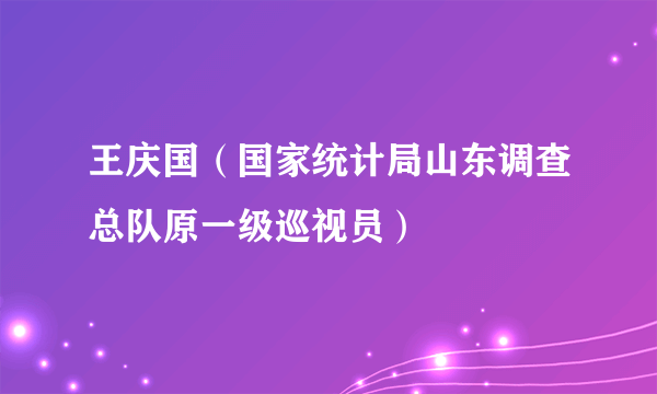王庆国（国家统计局山东调查总队原一级巡视员）