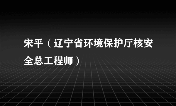 宋平（辽宁省环境保护厅核安全总工程师）