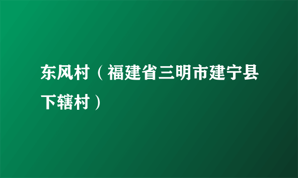 东风村（福建省三明市建宁县下辖村）