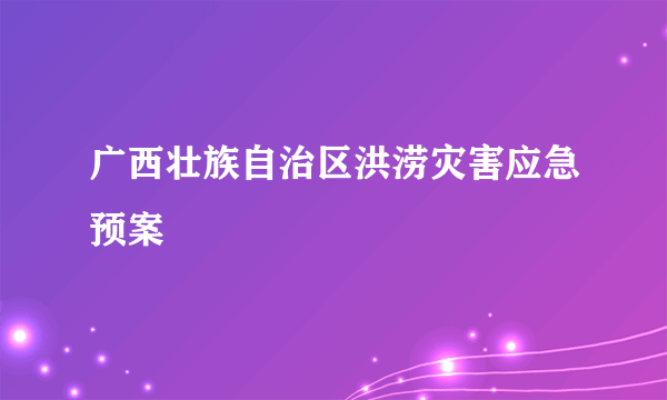 广西壮族自治区洪涝灾害应急预案