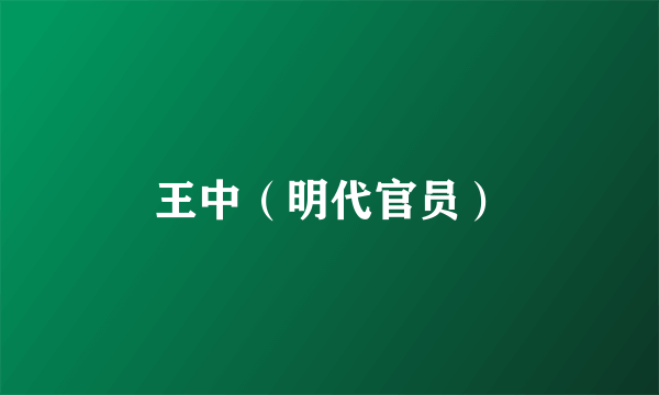 王中（明代官员）