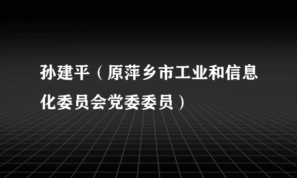 孙建平（原萍乡市工业和信息化委员会党委委员）