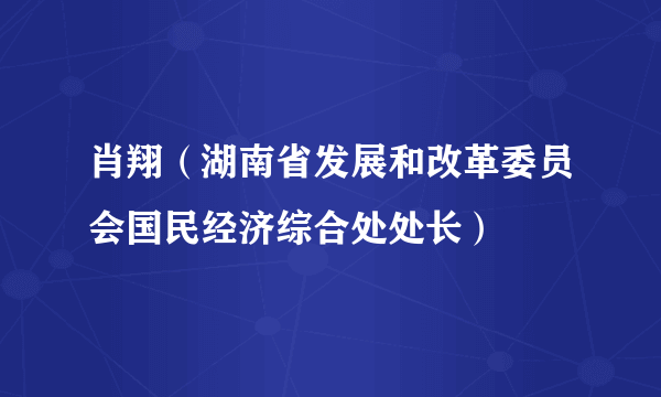 肖翔（湖南省发展和改革委员会国民经济综合处处长）