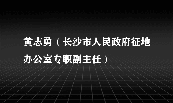 黄志勇（长沙市人民政府征地办公室专职副主任）