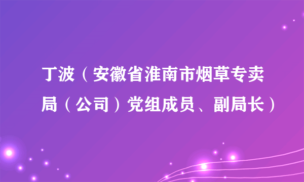 丁波（安徽省淮南市烟草专卖局（公司）党组成员、副局长）