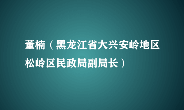 董楠（黑龙江省大兴安岭地区松岭区民政局副局长）