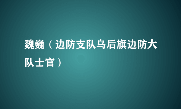 魏巍（边防支队乌后旗边防大队士官）