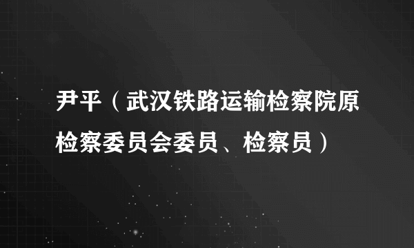 尹平（武汉铁路运输检察院原检察委员会委员、检察员）