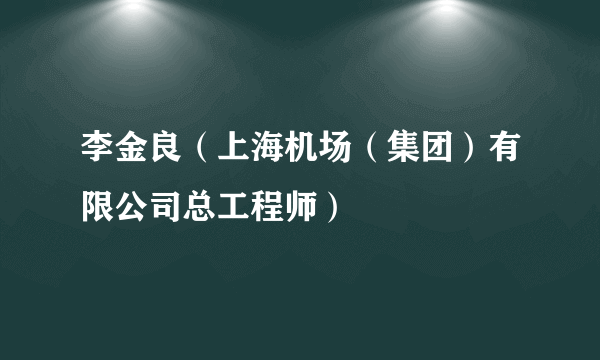 李金良（上海机场（集团）有限公司总工程师）