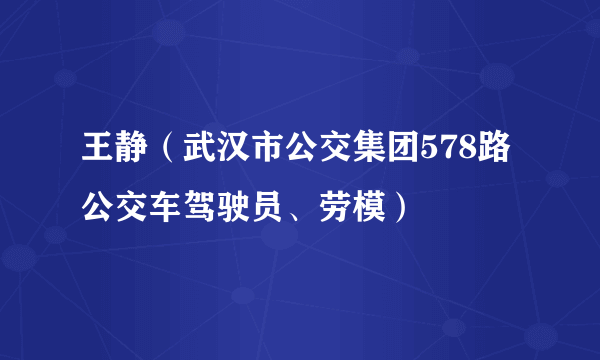 王静（武汉市公交集团578路公交车驾驶员、劳模）