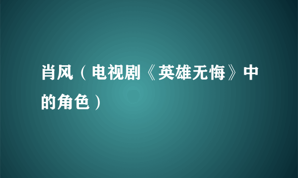 肖风（电视剧《英雄无悔》中的角色）