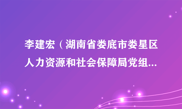 李建宏（湖南省娄底市娄星区人力资源和社会保障局党组书记、局长）