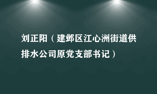 刘正阳（建邺区江心洲街道供排水公司原党支部书记）